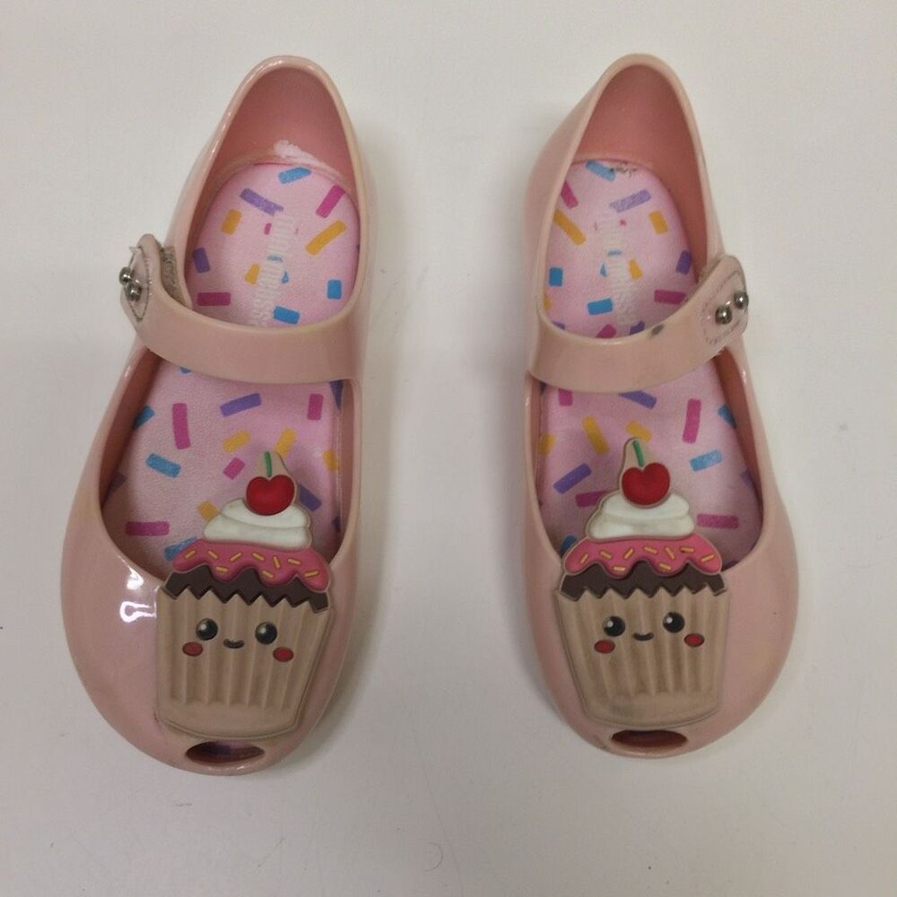 Mini Melissa pink cupcake flats, size 10